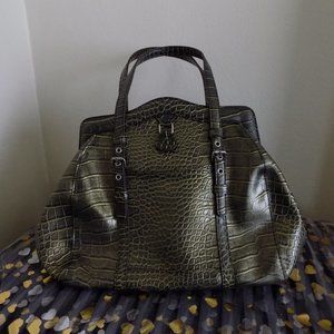 MX Green Faux Crocodile Purse